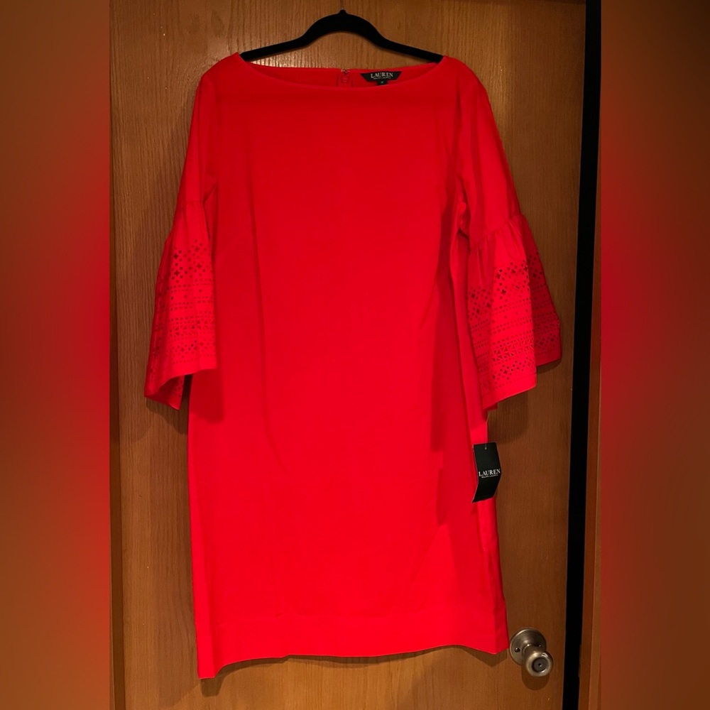 BNWT Lauren Ralph Lauren Sz 12 Bell Sleeve Red Dress